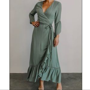 Baltic Born Sage Green Wrap Maxi Wedding Dress